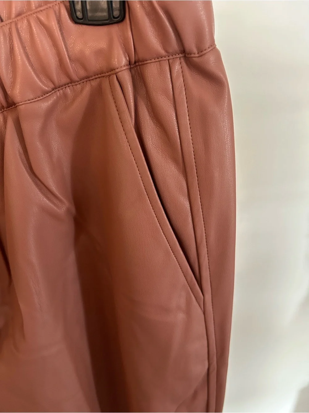NWT Wildfang The Empower Vegan Leather Drawstring Pant Rose Brown size Medium